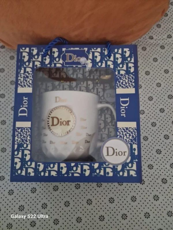 Designer Style Mug with Rhinestone Logo & Matching Spoon